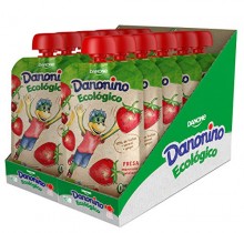 Pack 12x Danonino Pouch sin azúcares añadidos Con Fresa, Manzana Y Plátano, de 90g