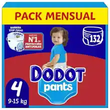 Pack de 132 Pañales Dodot Bebé Pants Talla 4 (9-15 kg) con ajuste 360° y capa ultraabsorbente
