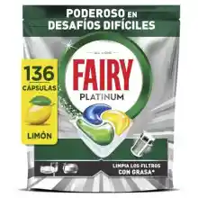 Pack de 136 cápsulas Fairy Platinum para lavavajillas con aroma a limón