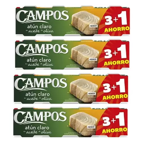 Pack de 16 Latas de 80g de Atún Claro en Aceite De Oliva CAMPOS