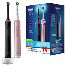 Pack de 2 cepillos eléctricos Oral-B PRO 3 Rosa/Negro