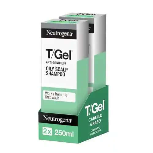 Pack de 2 champús anticaspa Neutrogena T/Gel (250 ml cada uno) para cabello graso
