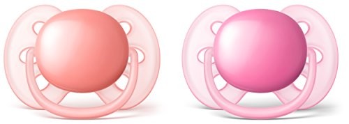 Pack de 2 chupetes Philips Avent, ultra suaves y flexibles, lisos, 6-18 meses
