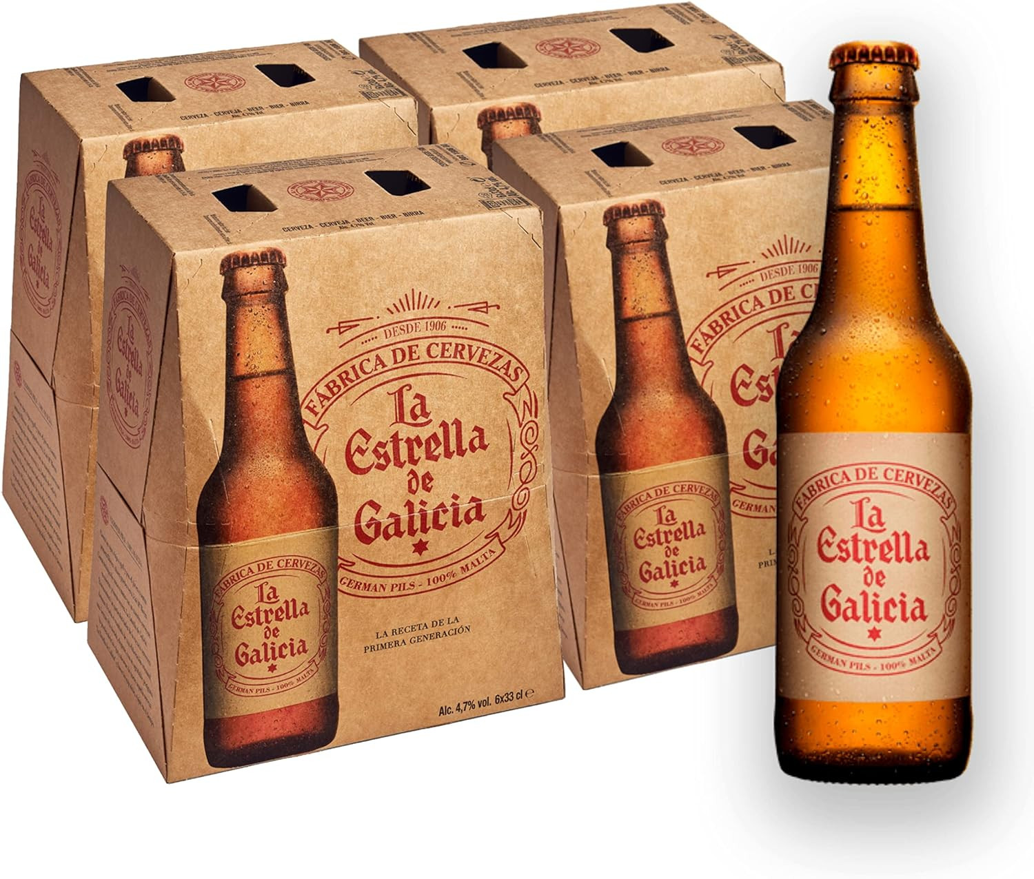 Pack de 24 botellas x 330 ml La Estrella de Galicia Cerveza (cupón 20%)