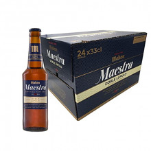 Pack de 24 Botellines x 33 cl Mahou Maestra Doble Lúpulo - Cerveza Lager Tostada