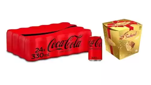 Pack de 24 latas Coca-Cola Zero Azúcar + Suchard Mini Tabletas de Turrón de Chocolate 192g