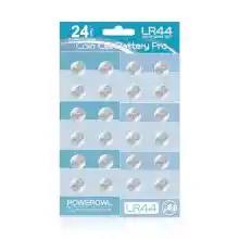 Pack de 24 pilas botón alcalinas POWEROWL LR44 (AG13) para relojes y dispositivos