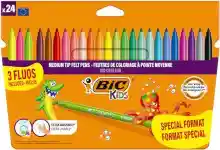 Pack de 24 rotuladores BIC Kids Kid Couleur 3 Fluos con 3 colores fluorescentes