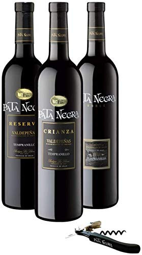 Pack de 3 botellas D.O Valdepeñas Pata Negra + Sacacorchos de Regalo