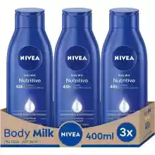 Pack de 3 botes de NIVEA Body Milk Loción Corporal Nutritivo 400ml