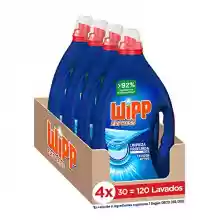 Pack de 4, Total 120 lavados, detergente lavadora Wipp Express Limpieza Profunda Plus Frescor Activo