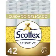 Pack de 42 rollos de papel higiénico Scottex Sensitive con 3 capas y leche de almendra