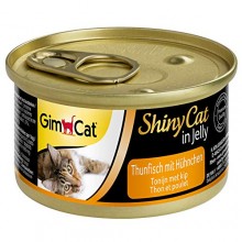 Pack de 48 latas de GimCat ShinyCat in Jelly, atún con pollo - Alimento húmedo para gatos, con pescado y taurina  (48 x 70 g)