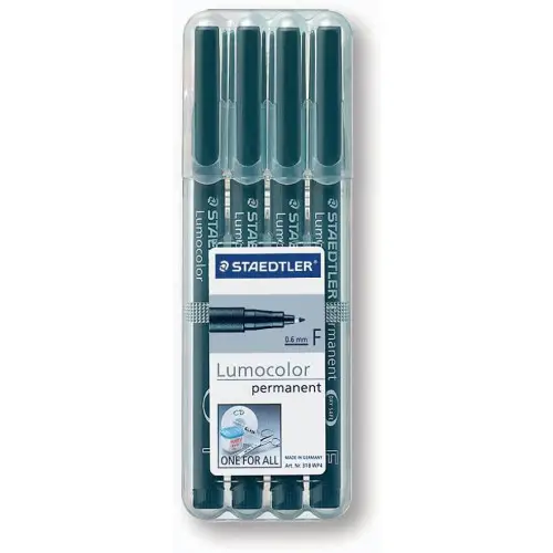 Pack de 4x rotuladores permanentes de punta fina STAEDTLER Lumocolor 318