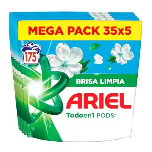 Pack de 5 Ariel PODS Todo En 1 Brisa Limpia (5x35 lavados)