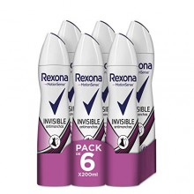 Pack de 6 Desodorantes Rexona Antitranspirante Invisible