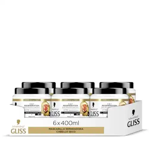 Pack de 6 mascarillas Gliss Total Repair para cabello seco