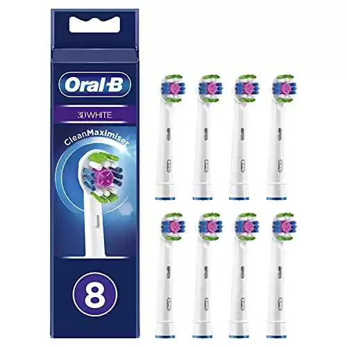 Pack de 8 Cabezales Oral-B 3D White Recambios Cepillo de Dientes Eléctrico, con Tecnología Maximaiser