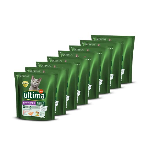 Pack de 8 x 800 gr Ultima Pienso para Gatos Esterilizados Adultos con Salmón (Total: 6.4kg)