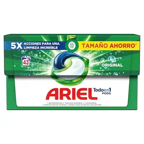 Pack de 43 cápsulas Ariel Pods Todo en 1 para lavadora