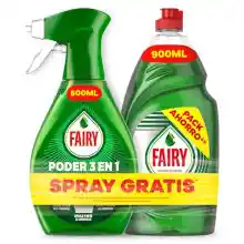 Pack Fairy Ultra Poder 900ml + Fairy Sin Remojo Spray 500ml