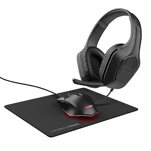 Pack Gaming Trust GXT 790 Tridox - Cascos + ratón + alfombrilla