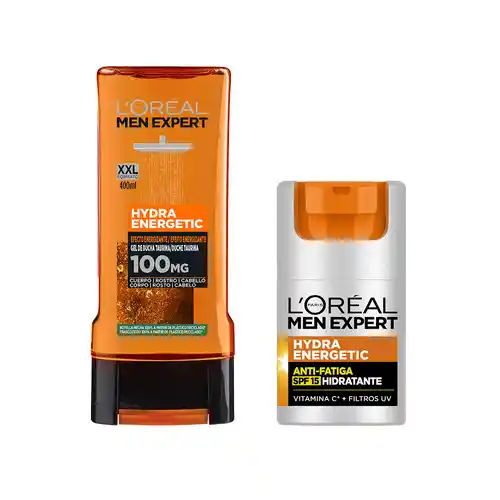Pack L'Oréal Paris Men Expert Hydra Enegertic: Crema Hidratante Anti-Fatiga 24h con SPF15 50ml + Gel de ducha 400ml