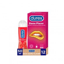 Pack Preservativos Dame Placer 12 Condones + Durex Lubricante sabor y aroma Fresa