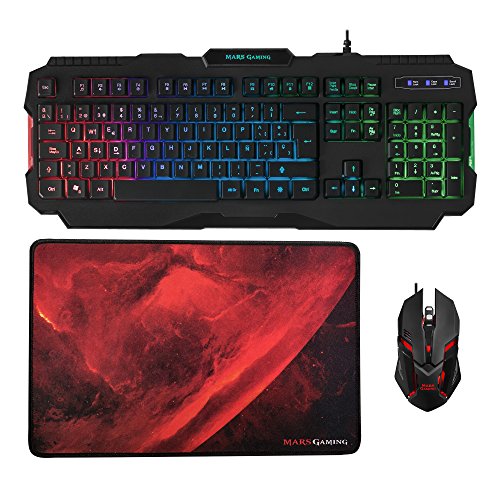 Pack teclado + ratón + alfombrilla RGB Mars Gaming MCP118