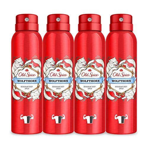 Pack X4 Desodorante Old Spice Wolfthorn Spray Corporal Desodorante Para Hombres 150 ml