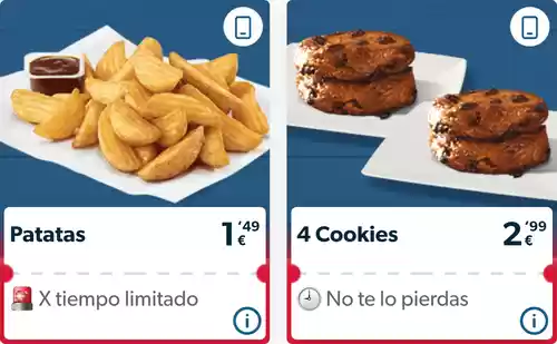 Patatas por 1,49€ o 4 Cookies por 2,99€ en pedidos a domicilio y a recoger en la app de Domino's Pizza