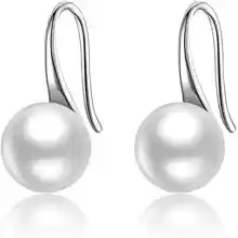 Pendientes clásicos de perlas de Plata de Ley 925 para mujer