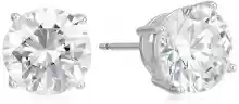 Pendientes de plata de ley chapada en platino con circonita cúbica de corte redondo Amazon Essentials