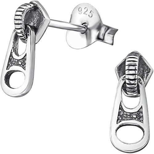 Pendientes plata cremallera