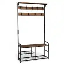 Perchero de pie VOUNOT con zapatero y banco (185x85x33cm)