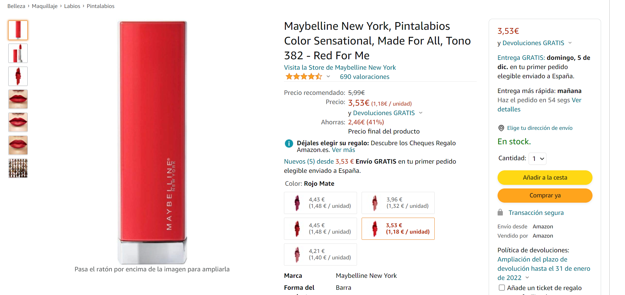 pintalabios-maybelline-new-york-tono-382-red-for-me