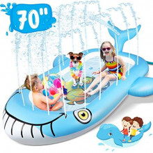 Piscina infantil Hinchable Ballena con pulverizador
