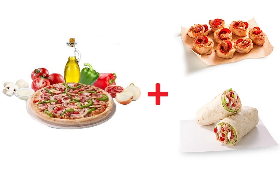 Chollazo! Pizza mediana + enrollado + pizzolinos en Telepizza