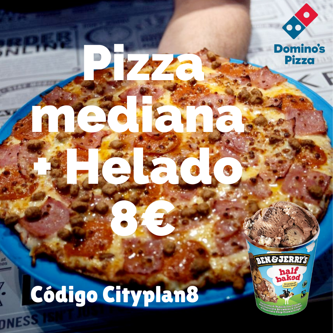 Pizza Mediana Domino's Pizza + Helado 100ml 8€
