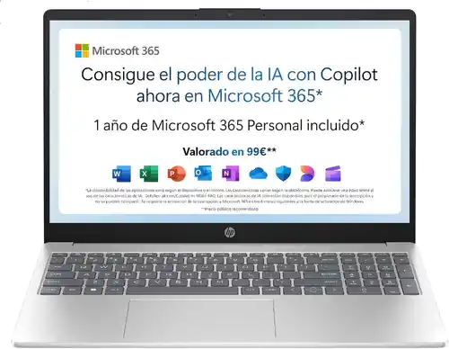 Portátil 15,6″ FHD HP 15-fd0261ns (Intel N100, 4GB/128GB, W11)
