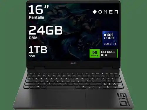 Portátil gaming HP OMEN Slim 16 con pantalla 16" 2K, Intel Core Ultra 7, 24GB RAM, 1TB SSD y RTX 5060