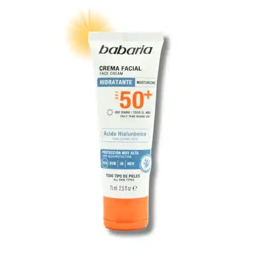 Protector Solar Facial Con Acido Hialuronico 50+ Babaria