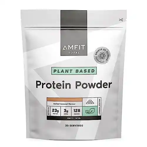 Proteína en polvo de origen vegetal, caramelo salado, 900g - Marca Amazon - Amfit Nutrition