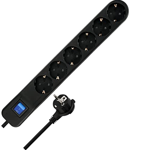 Regleta con 6 enchufes (interruptor, cable de 1,4 m, máx. 3500 W)