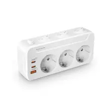 Regleta de pared con Enchufes con Interruptor Independiente + Carga rápida USB-C PD 20W