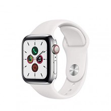Apple Watch Series 5, GPS, Acero Inoxidable, Correa Deportiva Blanca
