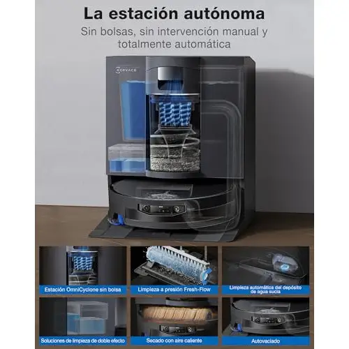 Robot Aspirador y Friegasuelos ECOVACS X12 OMNICYCLONE Care Kit Blast y 22 000 Pa