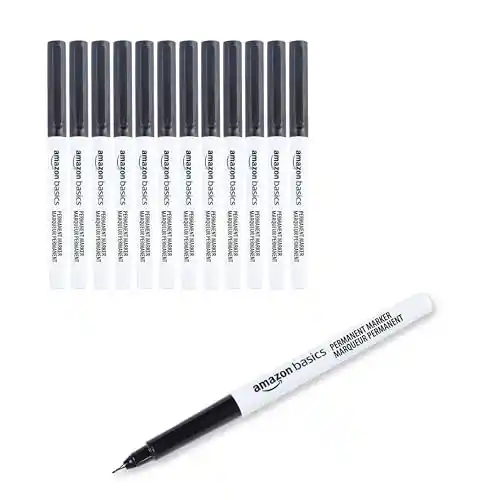 Rotuladores permanentes Amazon Basics, pack de 12 unidades