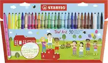 Rotuladores Stabilo Trio A-Z, 30 colores educativos.