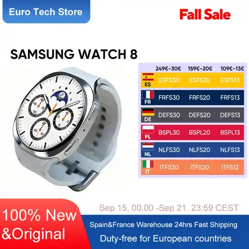 Samsung Galaxy Watch 8 44mm BT ¡Y modelo 40mm por 215€!